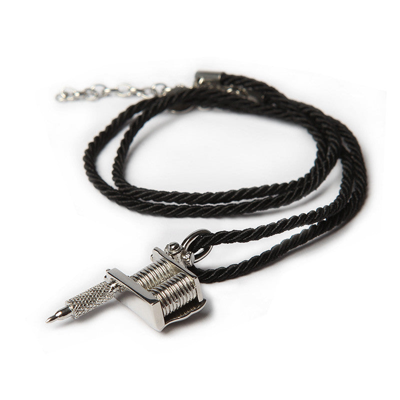 TATTOO MACHINE PENDANT & SILK NECKLACE SET [D]
