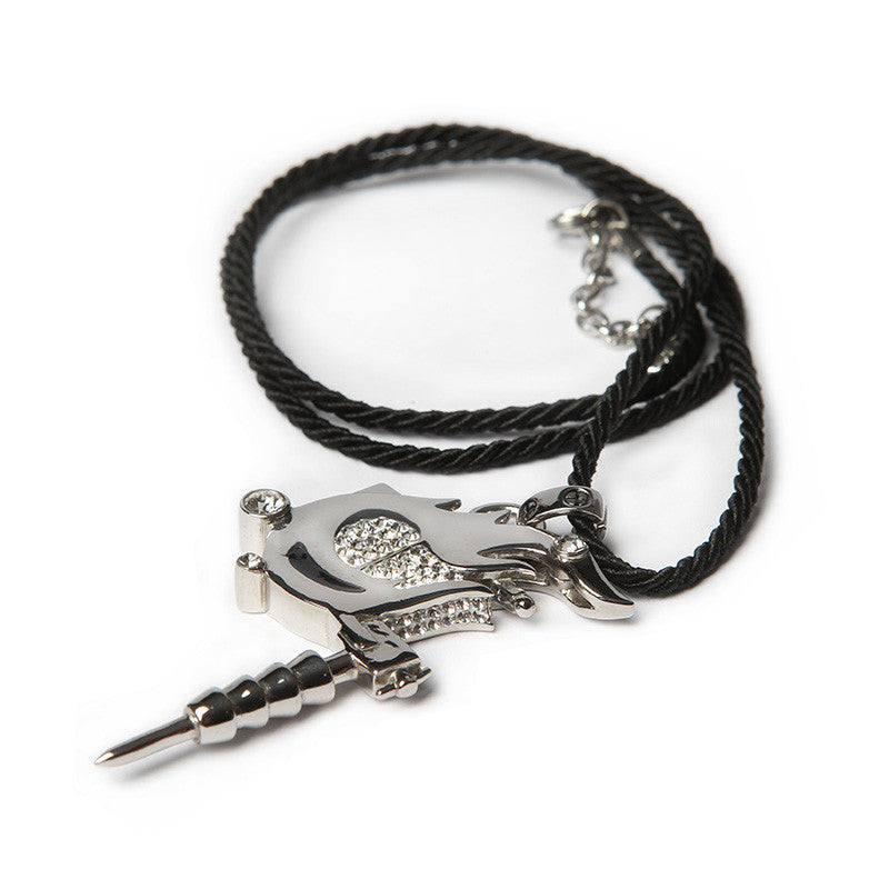 TATTOO MACHINE PENDANT & SILK NECKLACE SET [C]